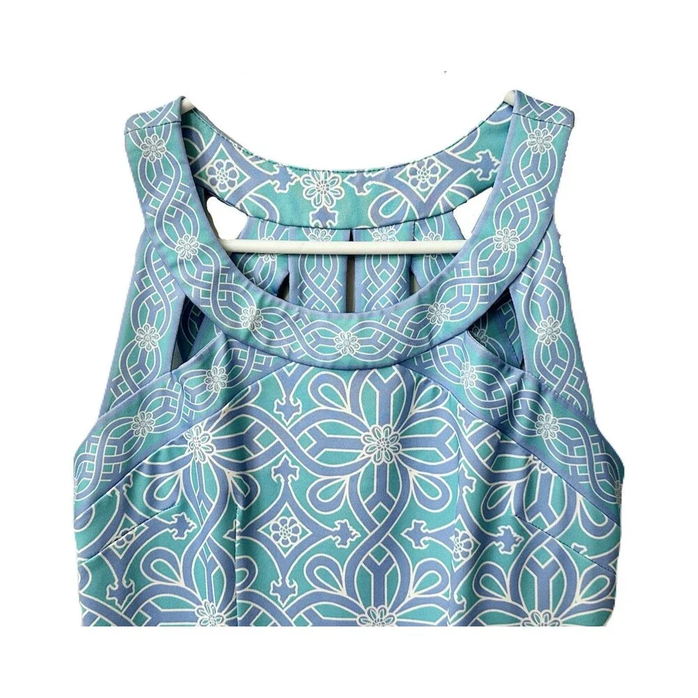 Gretchen Scott Womens Size XS Jersey Isosceles Turquoise & Periwinkle Mini Dress
